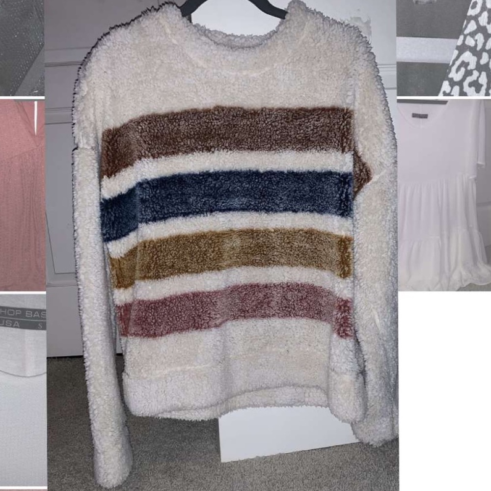 Fuzzy striped sweater